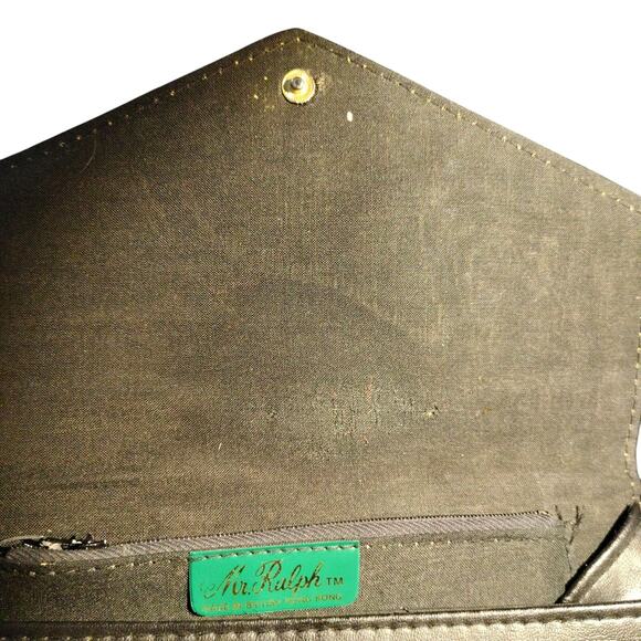 Textured Black Maxi Clutch 1970s Vintage Mr. Ralph Fold Over Snap Closure Bag - Picture 7 of 7